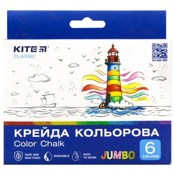 Крейда Kite Classic Jumbo кольорова 6 кольорів - купити, ціни на МегаМаркет - фото 1