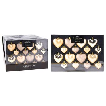 Набір ялинкових прикрас Серця золоті 16шт