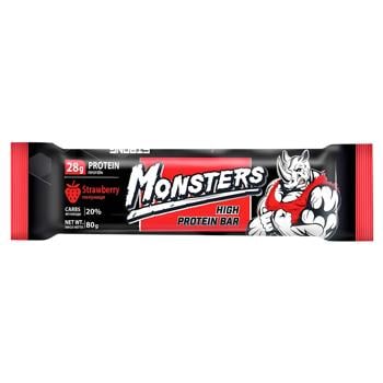 Батончик протеиновый Monsters с клубникой 80г