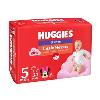 Підгузки-трусики Huggies Little Movers для дівчаток 5 12-17кг 34шт - купити, ціни на КОСМОС - фото 2