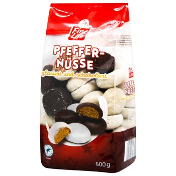 Пряники Fine Life глазированные сахарной глазурью и темным шоколадом 600г