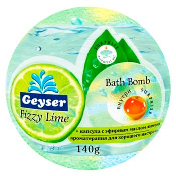 Бомбочка для ванн Geyser Fizzy Lime с капсулой эфирного масла лайма 140г - купить, цены на NOVUS - фото 1