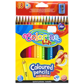 Colorino Color Pencils Triangular with Sharpener 18pcs - buy, prices for MegaMarket - photo 1