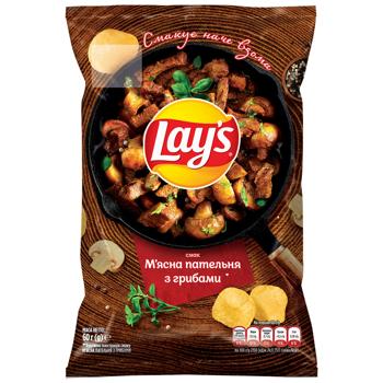 Lay's Meat Frying Pan with Mushrooms Chips 60g - buy, prices for COSMOS - photo 1