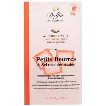 Dolfin Milk Chocolate with Biscuits and Andean Pink Salt 70g - buy, prices for WINETIME - photo 1