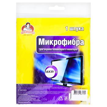 Салфетка Помощница Микрофибра для экранов телевизоров и мониторов 35*30см - купить, цены на Auchan - фото 2