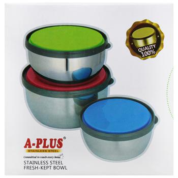 Набір судків A-plus нержавіюча сталь 12/14/16см 3шт - купити, ціни на Auchan - фото 3