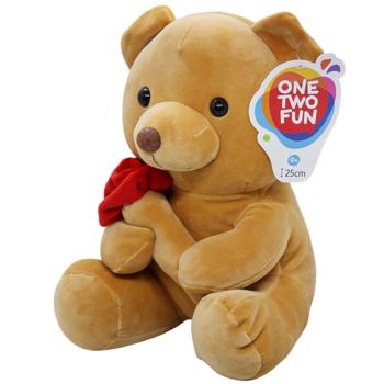 Ведмедик One Two Fun Валентин з трояндою 25см - купити, ціни на Auchan - фото 2