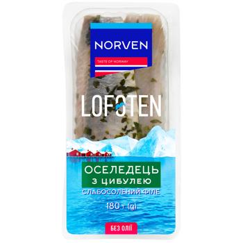 Сельдь Norven слабосоленый филе с луком 180г