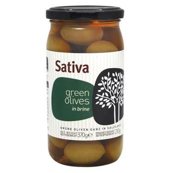 Sativa Whole Green Olives 370g - buy, prices for MegaMarket - photo 1