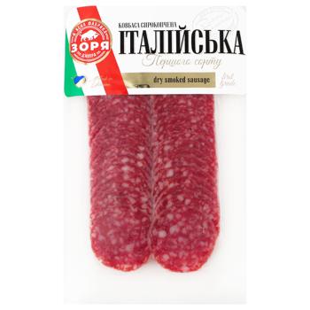 Ковбаса Зоря Дніпра Італійська сирокопчена нарізка перший сорт 80г - купити, ціни на Чудо Маркет - фото 1