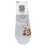 Подследники Premier Socks женские закрытые с медвежонком р.23-25 светло-серый