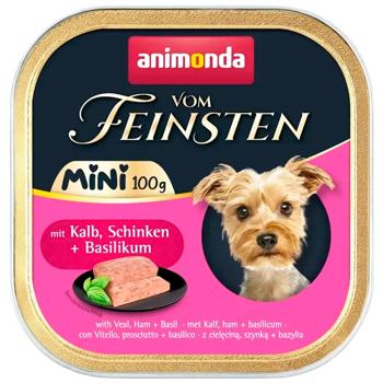 Вологий корм для собак Animonda Vom Feinsten Adult Mini 100 г - телятина, шинка та базилік - купить, цены на MasterZoo - фото 1