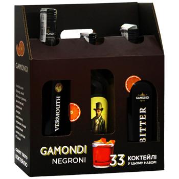 Набір Gamondi Negroni Лікер Bitter 25% 1л + Вермут di Torino Rosso 18% 1л + Джин Mr. Higgins London Dry 37,5% 1л - купити, ціни на КОСМОС - фото 3