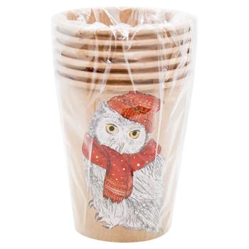 Ecofuture Owls Craft Set of Disposable Cups 250ml 6pcs