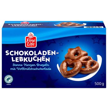 Пряники Fine Life глазуровані молочним шоколадом 500г