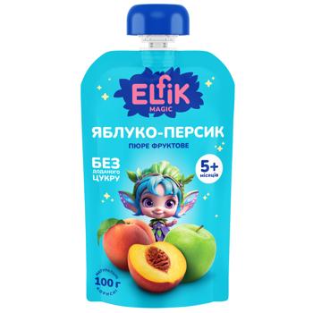 Пюре Elfik Magic яблуко-персик 100г - купити, ціни на КОСМОС - фото 1