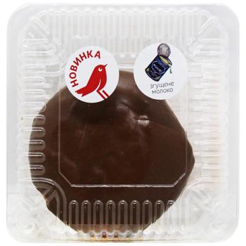 Auchan Glazed Coffee Donut with Condensed Milk Filling 80g - buy, prices for - photo 4