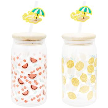 Банка Actuel Summer Vibes с трубочкой 480мл - купить, цены на Auchan - фото 1