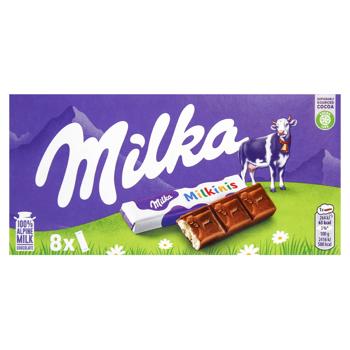 Шоколад молочний Milka Milkinis з молочною начинкою 87,5г