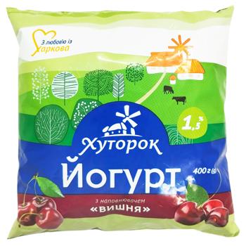 Йогурт Хуторок Вишня 400г - купить, цены на Чудо Маркет - фото 1