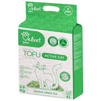 Velvet Paw TOFU Active Cat наповнювач для котячого туалету 6 л - матча та зелений чай - купить, цены на MasterZoo - фото 1