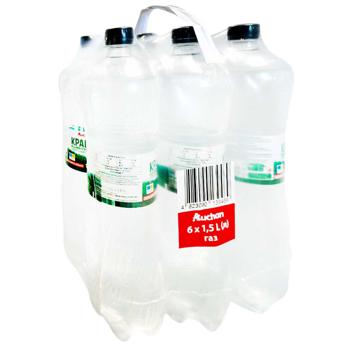 Вода минеральная Auchan Крайна сильногазированная 1,5л х 6шт