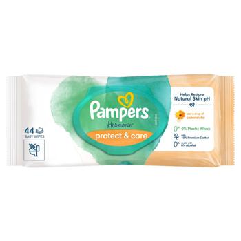 Салфетки влажные Pampers Harmonie Protect&Care с календулой детские 44шт - купить, цены на За Раз - фото 1