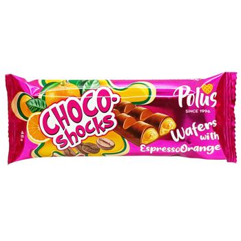 Вафли Polus Choco-shocks с кофейно-апельсиновой начинкой 45г - купить, цены на Таврия В - фото 1