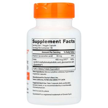 Фолат, Folate, Doctor's Best, 400 мкг, 90 капсул - купити, ціни на Біотус - фото 2