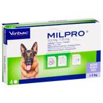 Таблетка Virbac Milpro для собак від 5 до 25кг для лікування та профілактики гельмінтозів 12,5мг/125мг 1шт