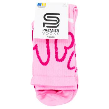 Носки Premier Socks женские высокие контурные сердца розовые р.23-25