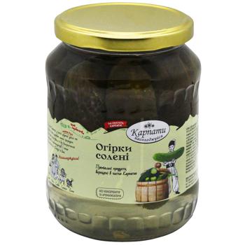 Огурцы Карпаты Наслаждайся соленые 680г - купить, цены на Auchan - фото 1