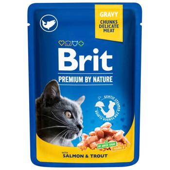 Brit Premium Wet Food with Salmon and Trout for Adult Cats 100g