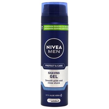 Гель для бритья Nivea Защита и уход Увлажняющий 200мл - купить, цены на Чудо Маркет - фото 1