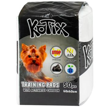 Пелюшки для собак Kotix 60х60 см 50 шт - активоване вугілля - купити, ціни на MasterZoo - фото 1