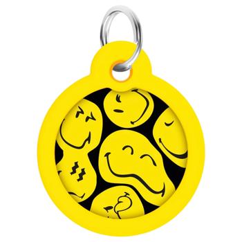 Waudog  Smileys on Black Smart ID Round Address Tag with QR Passport for Dogs and Cats 3cm - buy, prices for - photo 2