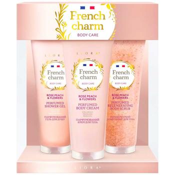 Liora Charm Rose Peach & Flowers Shower Gel 125ml + Body Scrub 125ml + Body Cream 125ml Skincare Gift Set - buy, prices for Auchan - photo 1