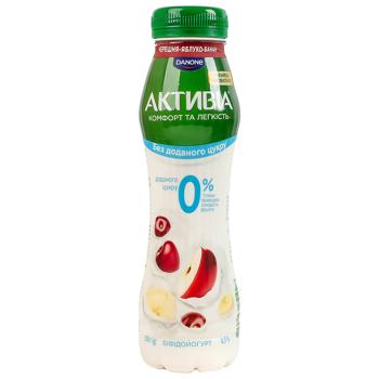 Бифидойогурт Danone Активия Черешня-яблоко-банан без сахара 0,5% 250г - купить, цены на КОСМОС - фото 1