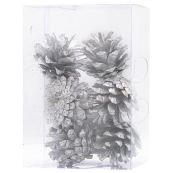 Набір шишок натуральних 6 шт срібні арт. H2545-42 9245 И259 - купить, цены на КОСМОС - фото 1