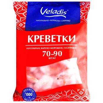 Veladis Whole Glazed Boiled Frozen Shrimps 70/90 1kg - buy, prices for COSMOS - photo 1
