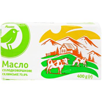 Масло Auchan Селянське солодковершкове 73% 400г - купити, ціни на - фото 2