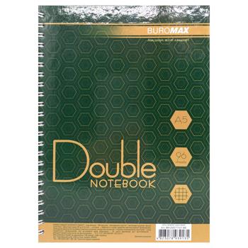 Блокнот Buromax Double A5 в клетку 96 листов зеленый-коричневый - купить, цены на Чудо Маркет - фото 1