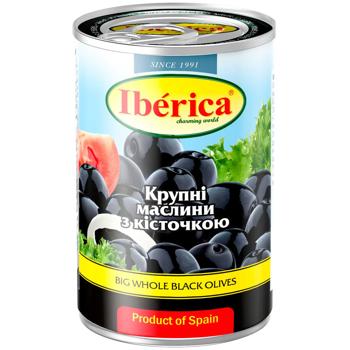 Маслини Iberica великі з кісточкою 420г - купити, ціни на МегаМаркет - фото 1