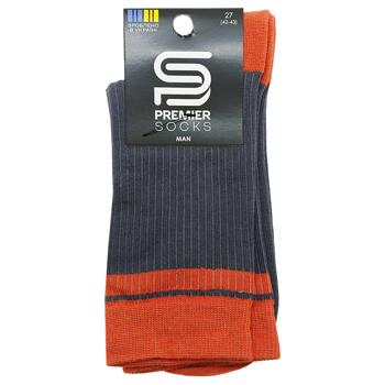 Шкарпетки Premier Socks чоловічі Рубчик контрастні п'ятка/мисок р.27 сірий + цеглистий - купити, ціни на Чудо Маркет - фото 1