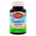 Вітамін Д3 для дітей, Vitamin D3 Gummies, Carlson Labs, фруктовий смак, 1,000 МО, 60 жувальних цукер