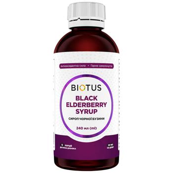 Сироп бузини, Black Elderberry syrup, Biotus, 250 мл - купить, цены на Biotus - фото 1