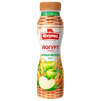 Йогурт Ферма злаки-яблоко 1,5% 250г