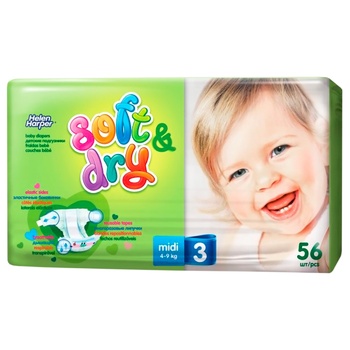 Helen Harper Soft&Dry 3 Midi Diapers 4-9kg 56pcs - buy, prices for NOVUS - photo 2