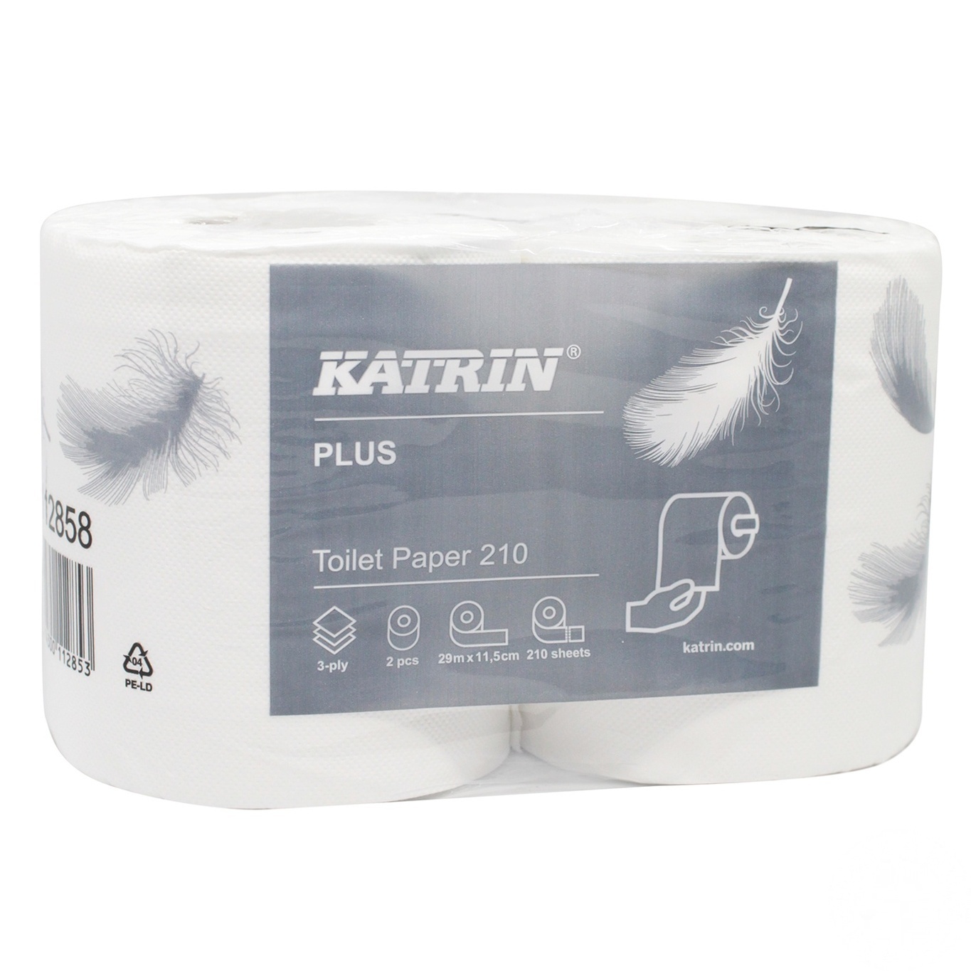 

Туалетная бумага Katrin Plus белый трехслойный 210арк. 2 рулона